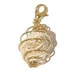 Selenite Pendant 03 Wire Wrapped Desert Rose Gypsum Gold Cage Crystal White Stone 1.5