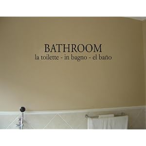 BATHROOM LA TOILETTE IN BAGNO EL BANO Vinyl wall lettering stickers quotes and sayings home art decor decal