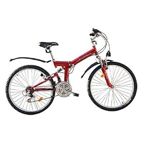 26" Folding Bike, 18-speed full suspension - RED