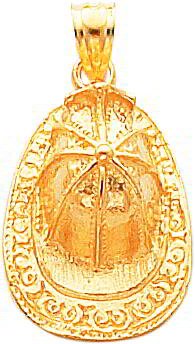 14K Gold 3D Firefighter Hat Charm