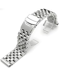 20mm SUPER Engineer Type II Solid Stainless Steel Straight End Watch Band-Push Button
