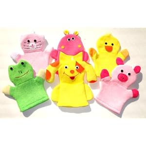 Animal Washcloth Hand Puppet Terrycloth Washmitt Set of 3