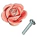 KINGSO DIY Vintage Rose Flower Ceramic Door Knob Pink