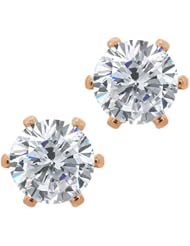 2.00 Ct Round H/I I1 Diamond Brass Rose Gold Plated Brass Stud Earrings