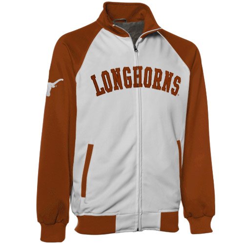 Texas Longhorns White-Burnt Orange Raglan Track Jacket (X-Large)