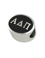 Alpha Delta Pi Black Antique Oval Sorority Bead Fits Most Pandora Style Bracelets Including Pandora, Chamilia, Biagi, Zable, Troll and More. Officially Licensed, High Quality Exclusive Bead in Stock for Immediate Shipping