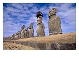 15 Moais at Ahu Tongariki, Easter Island, Chile World Culture Photographic Poster Print by Walter Bibikow, 24x18