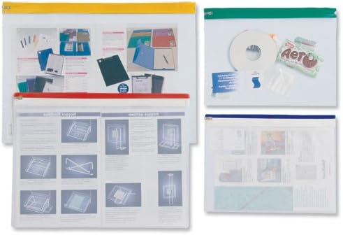 INDX Zip Pouch Lightweight Polythene Clear with Coloured Seal A4 Assorted Ref 50007 [Pack of 25]