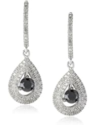 10k White Gold Black and White Diamond Drop Earrings (1/4 Cttw, I-J Color, I2-I3 Clarity)