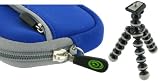 Neoprene Sleeve Case (Dark Blue) and Premium Tripod for Casio Exilim EX-S5 10MP Digital Camera Black