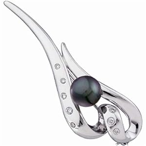14Kt Yellow Gold Fashionable Black Pearl Brooch