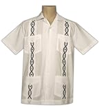 Men's Guayabera Shirt - Cool Mexican, Cuban Wedding and Cigar Clothing, White-Blue