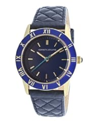 Kenneth Jay Lane Womens KJLane-3408 Navy Blue Dial Navy Blue Quilted Leather Watch