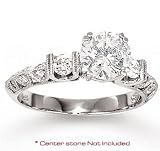 14k White Gold Side Stone Round Diamond Engagement Ring 9 14k White Gold Side Stone Round Diamond Engagement Ring 9
