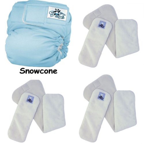 SoftBums ECHO One Size Cloth Diaper Set with 3 (New Style) SUPER Dry Touch Pods (Snowcone)