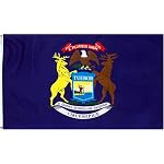 Michigan US State Flag - 3 foot by 5 foot Polyester (NEW)