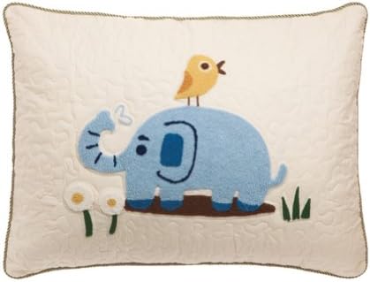 Bird standing on an elephant Embroidered Cushion Cover - 27.5inch By 19.7inch