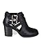 Soda BH89 Women Leatherette Cut Out Buckle Chunky Heel Ankle Bootie - Black