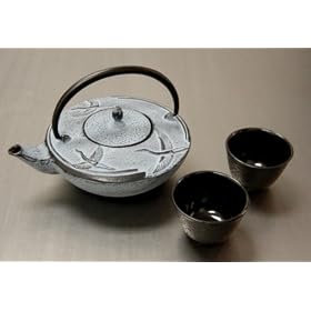 Japanese Cast Iron Tea Pot Set LB Crane by Kafu