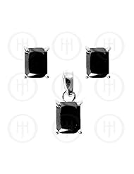 Sterling Silver -CZ Stud Earrings Set - Black (PS-1008-B)