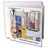 Londons Times Funny Computer Cartoons - MIGHT NEED COMPUTER LESSONS - Greeting Cards-12 Greeting Cards with envelopes