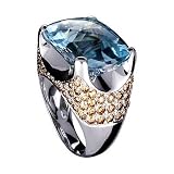 18K White Gold Blue Topaz and Brown Diamond Ring (26.03ctw, G-H, VS)