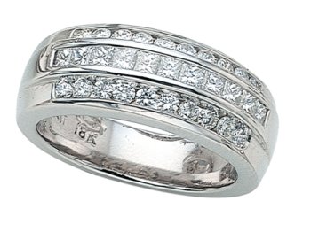 1.00 cts Princess Diamonds Band - Platinum, 18kt White or Yellow Gold