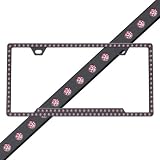 Black Chrome Frame w/ Rose Crystals Swarovski Car Truck SUV Slimline License Plate Frame