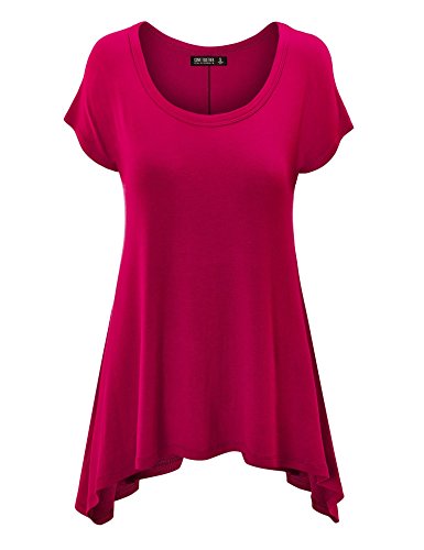 CTC Womens Round Neck Short Sleeve Asymmetrical Hem Tunic Tee