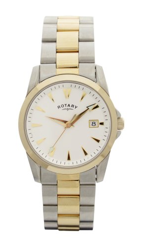 Rotary Gents Round White Dial 2 Colour Bracelet Watch GB02300/06