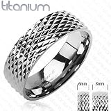 Solid Titanium with Snake Skin Design Ring