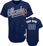 MLB Men's Atlanta Braves Authentic Coolbase Jersey Personalized (Navy, 40/Medium)