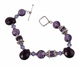 Bracelet - B17 - Handmade Glass & Fire-Polished Beads - Side Drilled Beads - Toggle Closure ~ Amethyst and Tanzanite (Purple)
