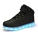 AFFINEST High Top USB Charging Light Up Shoes LED Shoes Flashing Fashion Sneakers For Kids Boots(Little Kid US2/EU34, Black)