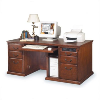 Kathy Ireland Home by Martin Furniture Huntington Oxford Executive Wood Computer Desk in Wheat