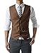TheLees (GVE Mens Business Slim Fit Chain Point 4 Button Vest Waist Coat Brown US XS(Tag Size M)