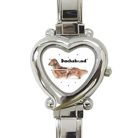 Dachshund Long Haired Heart Italian Charm Watch