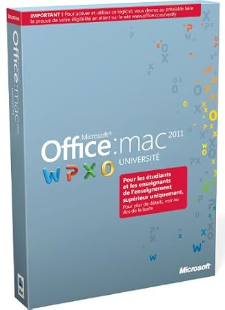 Office Mac Université 2011 (version professionnelle réservée aux étudiants et enseignants de l'enseignement supérieur)