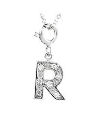 iClovers Initial R CHARM CZ Sterling Silver 925 Necklace Chain Included / Bracelet Charm - 12mm