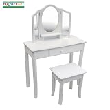 Classic White Vanity & Stool