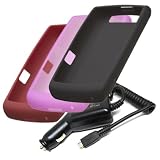 Brand NEW Red, Pink and Black Silicone Skin Cover Cases and Car Charger for Blackberry Storm2 9550 9520