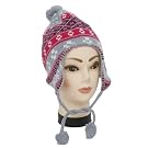 Womens/Ladies Patterned Peruvian Winter Thermal Bobble Hat with Tassels