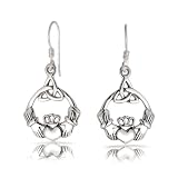 Bling Jewelry Sterling Silver Celtic Knotwork Claddagh Dangle Heart Earrings