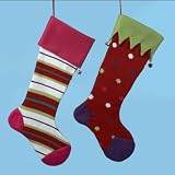 Club Pack of 12 Winter Whimsies Polka Dot and Striped Christmas Stockings 20"