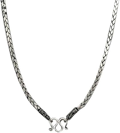 925 Stering Silver Heavy Bali Braid Square Black Oxidized 3.5 mm. x 16" inch Womens/Mens Necklace Silver Jewelry Thailand [Code : 2AH01]