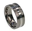 Titanium Rings with silver inlay and matte finish - Sizes: 07-13/Width: 7mm
