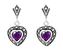 Ladies' Amethyst and Heart Earrings, Silver, Model B91/MSE-015
