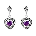 Ladies' Amethyst and Heart Earrings, Silver, Model B91/MSE-015