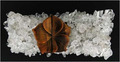 Click here to buy 5 Strand Chip Bracelet with Flower - Crystal Quart.