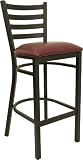 Black Ladder Back Metal Restaurant Bar Stool - Burgundy Vinyl Seat [XU-DG697BLAD-BAR-BURV-GG]